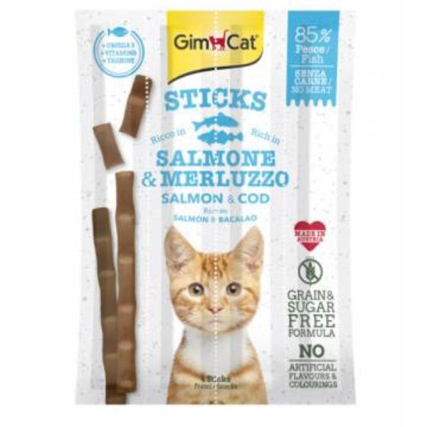 GimCat Sticks Salmone & Merluzzo Snack Per Gatti 4 Stick GimCat Sticks Salmone & Merluzzo Snack Per Gatti 4 Stick
